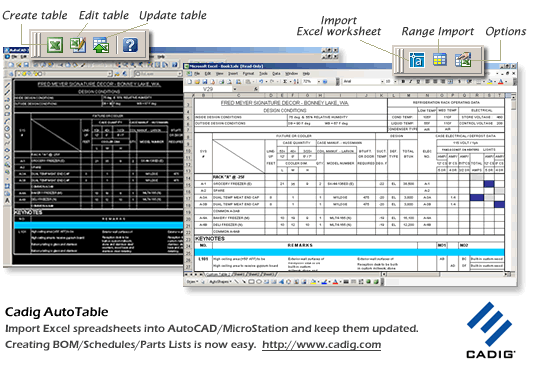 AutoCAD LT Excel- {Cadig AutoTable 3.x} screen shot